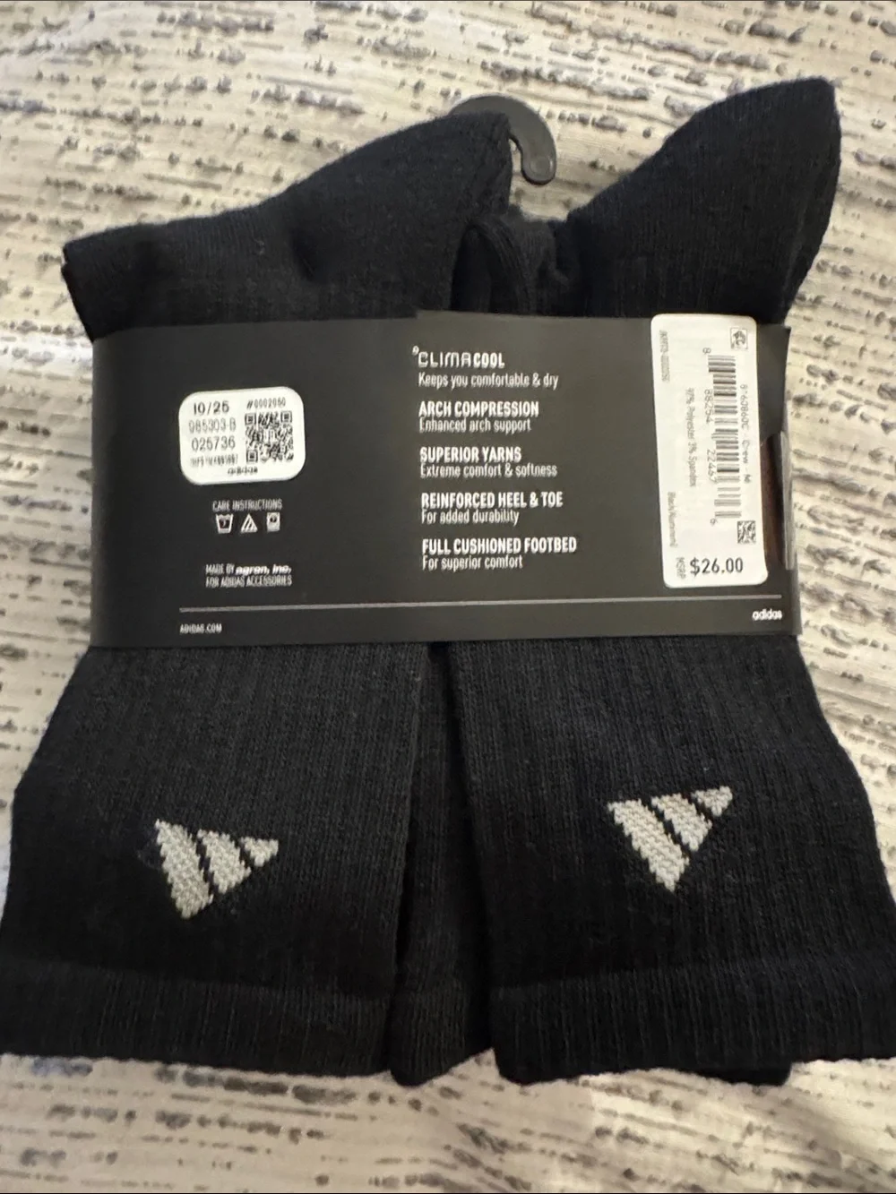 adidas Men's Crew Athletic Socks in Dark Gray - 6 Pack